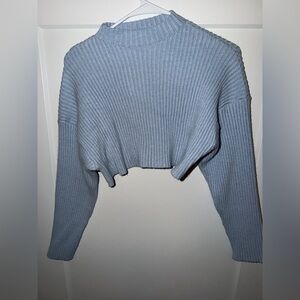 Zara Light Blue Ribbed Turtleneck Sweater